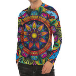 Colorful Mandala Print Men's Long Sleeve Rash Guard