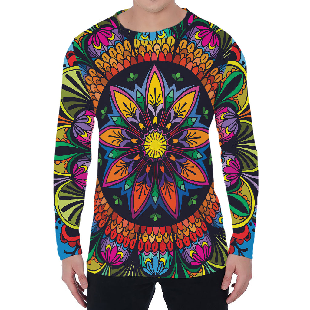 Colorful Mandala Print Men's Long Sleeve T-Shirt