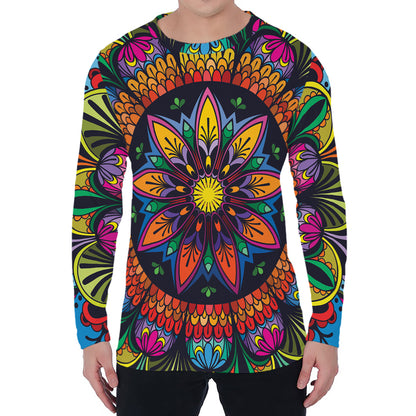 Colorful Mandala Print Men's Long Sleeve T-Shirt