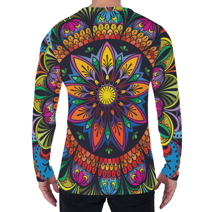 Colorful Mandala Print Men's Long Sleeve T-Shirt