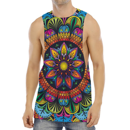 Colorful Mandala Print Men's Muscle Tank Top