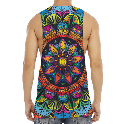 Colorful Mandala Print Men's Muscle Tank Top