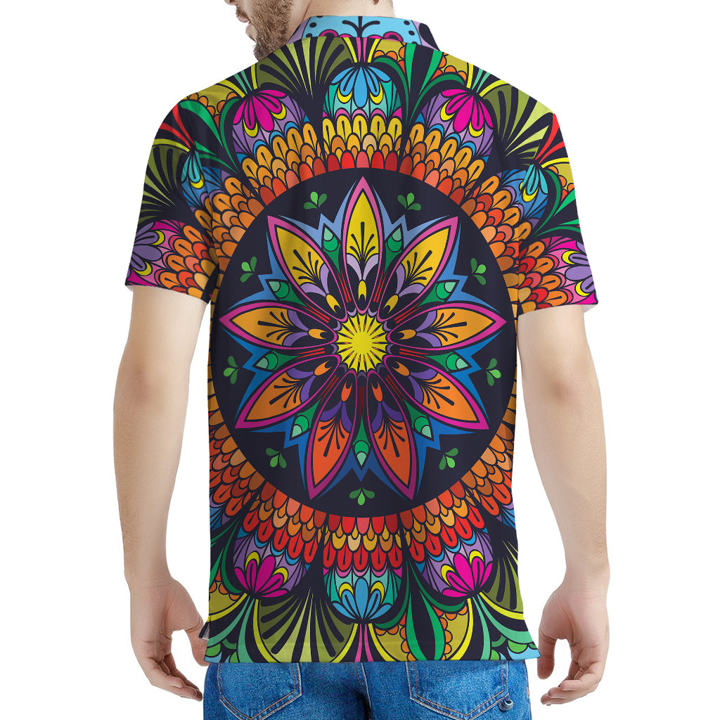 Colorful Mandala Print Men's Polo Shirt