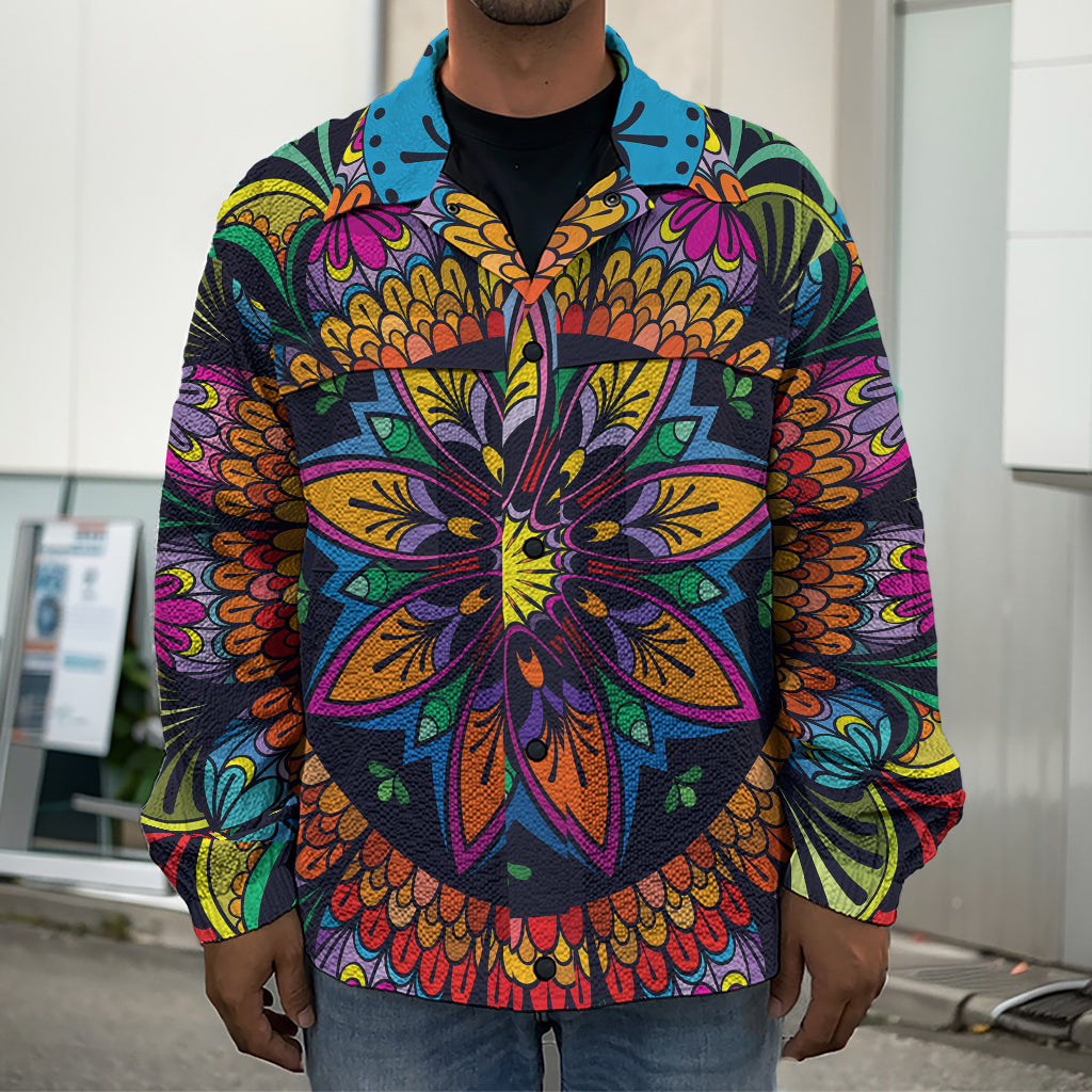 Colorful Mandala Print Men's Shirt Jacket