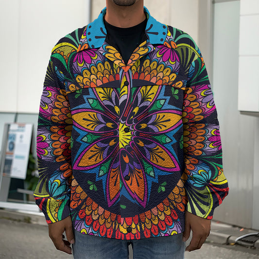 Colorful Mandala Print Men's Shirt Jacket