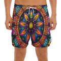Colorful Mandala Print Men's Split Running Shorts