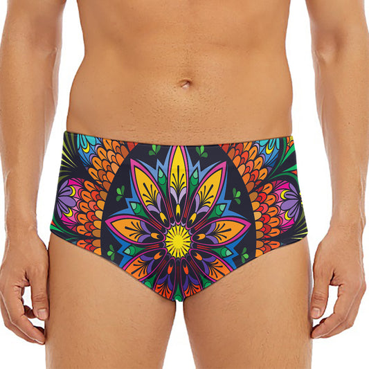 Colorful Mandala Print Men's Triangle Swim Briefs