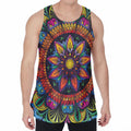 Colorful Mandala Print Men's Velvet Tank Top