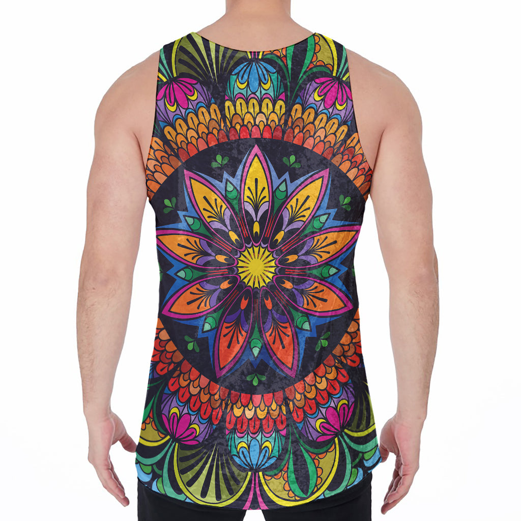 Colorful Mandala Print Men's Velvet Tank Top