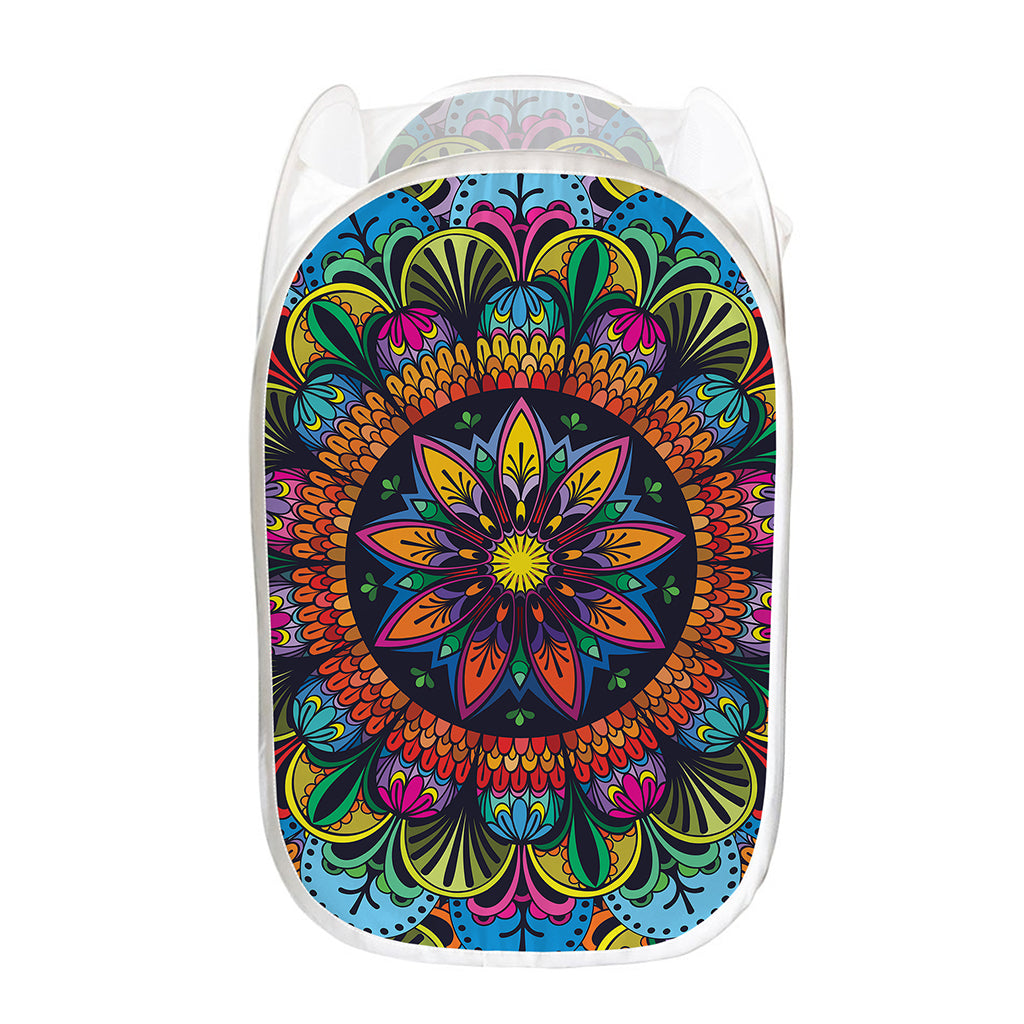 Colorful Mandala Print Mesh Laundry Hamper
