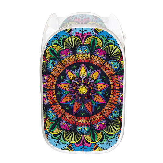 Colorful Mandala Print Mesh Laundry Hamper