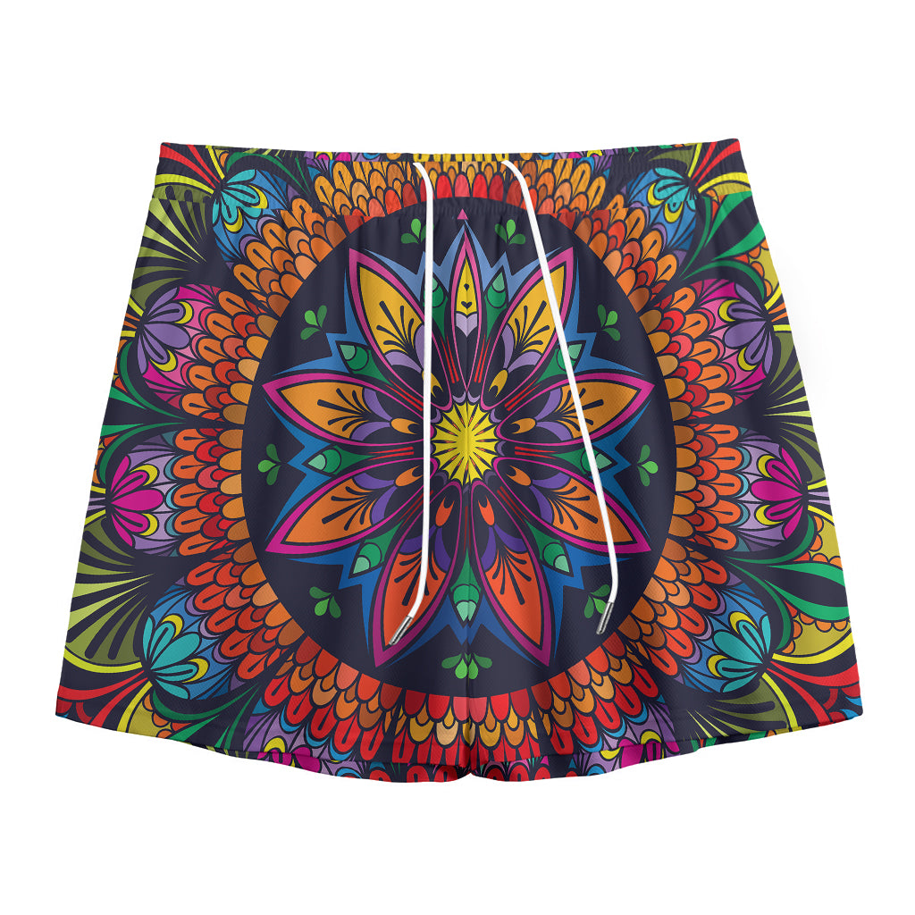 Colorful Mandala Print Mesh Shorts