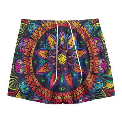 Colorful Mandala Print Mesh Shorts