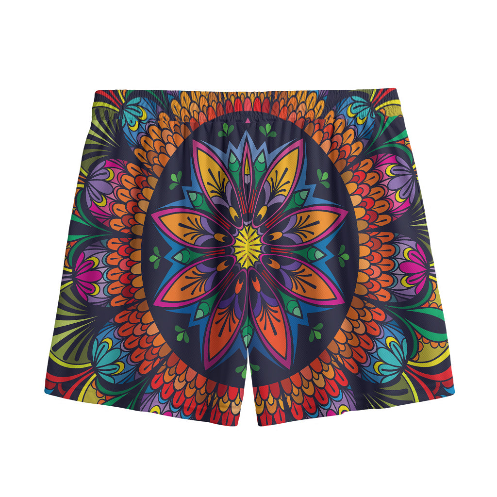 Colorful Mandala Print Mesh Shorts
