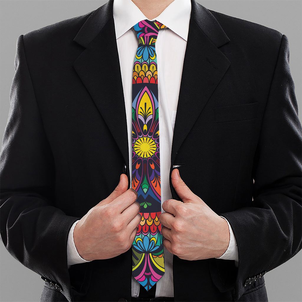 Colorful Mandala Print Necktie