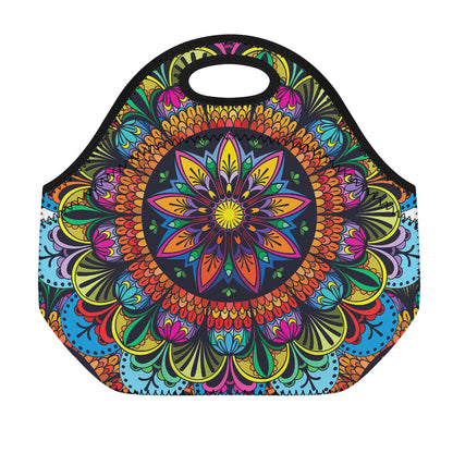 Colorful Mandala Print Neoprene Lunch Bag