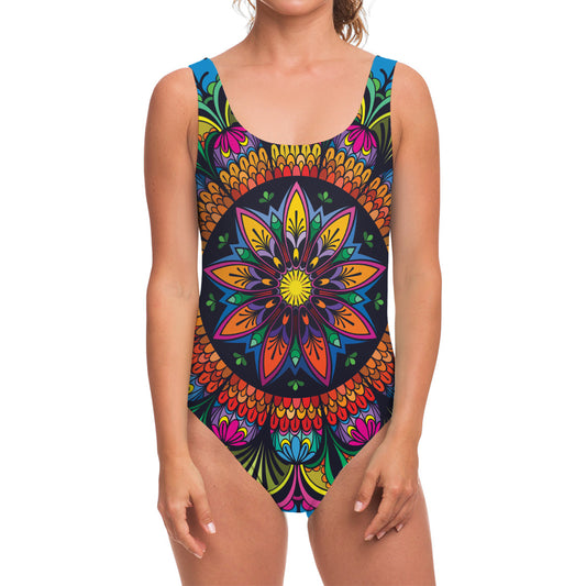 Colorful Mandala Print One Piece Swimsuit