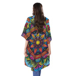 Colorful Mandala Print Open Front Beach Cover Up