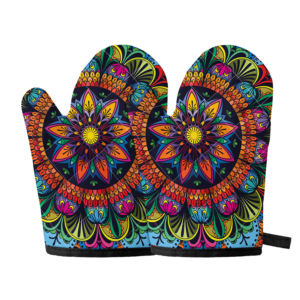 Colorful Mandala Print Oven Mitts