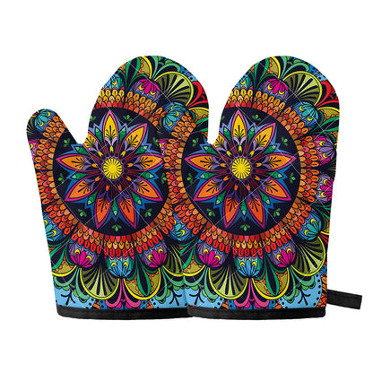 Colorful Mandala Print Oven Mitts