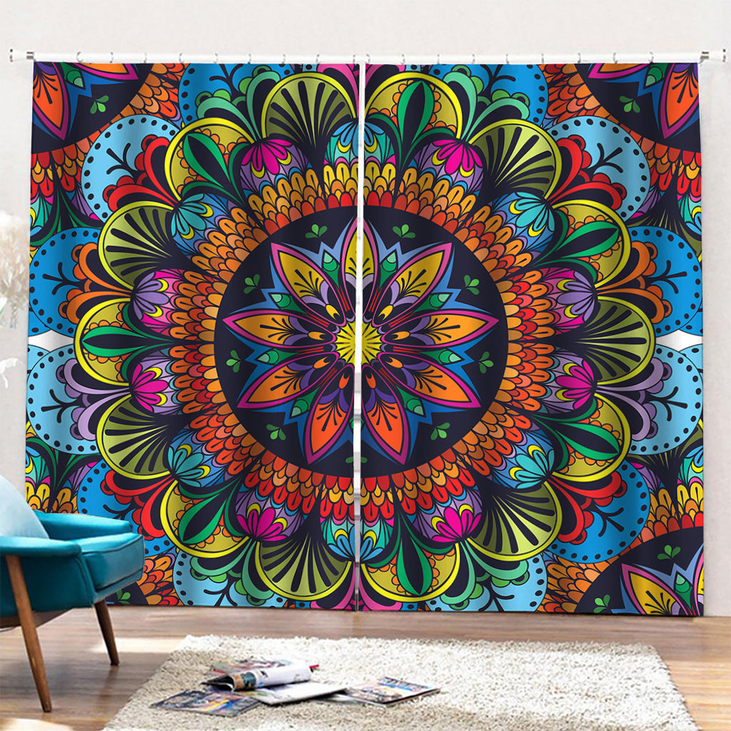 Colorful Mandala Print Pencil Pleat Curtains
