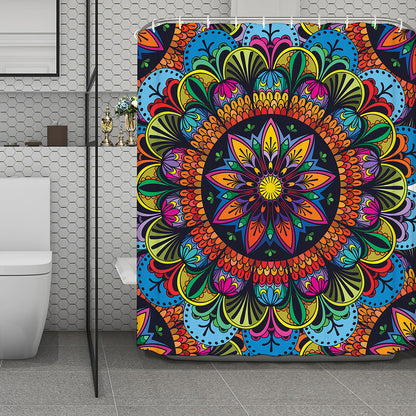 Colorful Mandala Print Polyester Shower Curtain