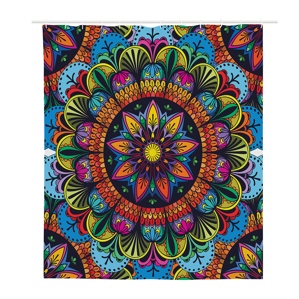 Colorful Mandala Print Polyester Shower Curtain