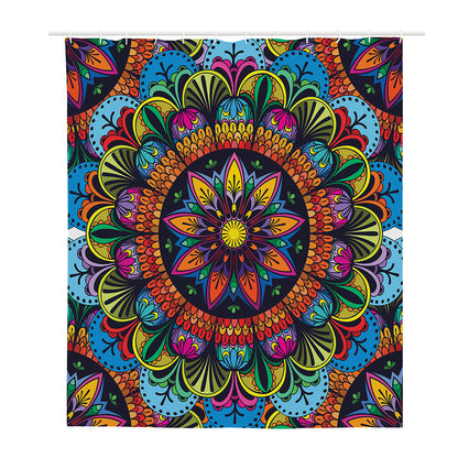 Colorful Mandala Print Polyester Shower Curtain