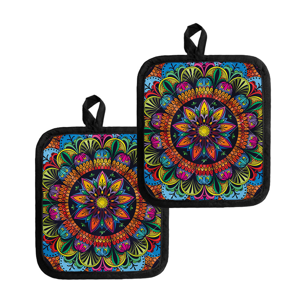 Colorful Mandala Print Pot Holders