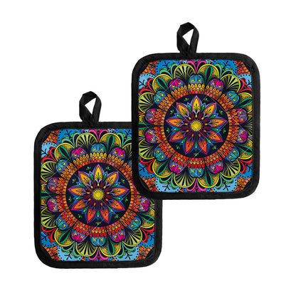 Colorful Mandala Print Pot Holders