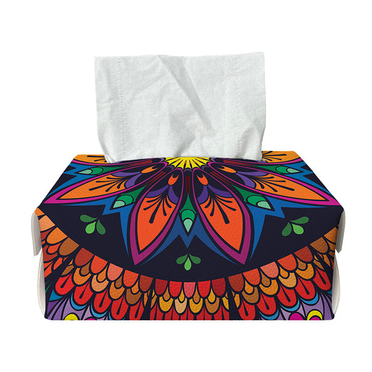 Colorful Mandala Print Rectangle Tissue Box Cover