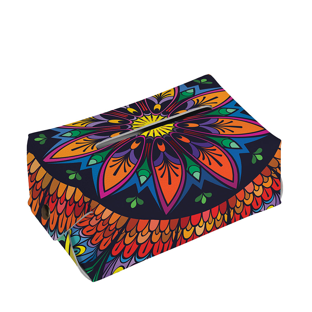 Colorful Mandala Print Rectangle Tissue Box Cover