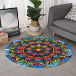 Colorful Mandala Print Round Rug