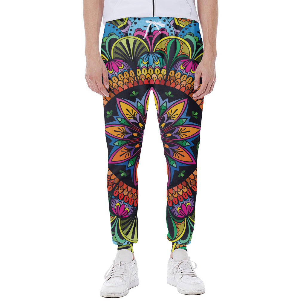 Colorful Mandala Print Scuba Joggers