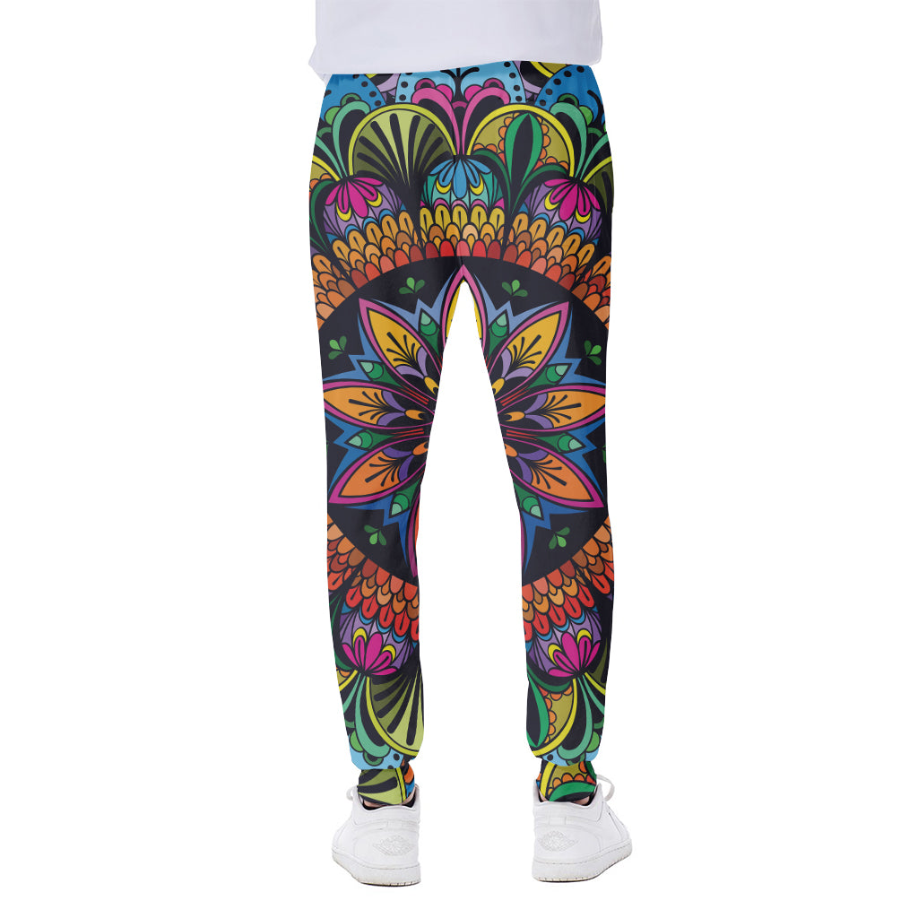Colorful Mandala Print Scuba Joggers