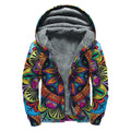 Colorful Mandala Print Sherpa Lined Zip Up Hoodie
