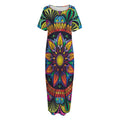 Colorful Mandala Print Short Sleeve Long Nightdress