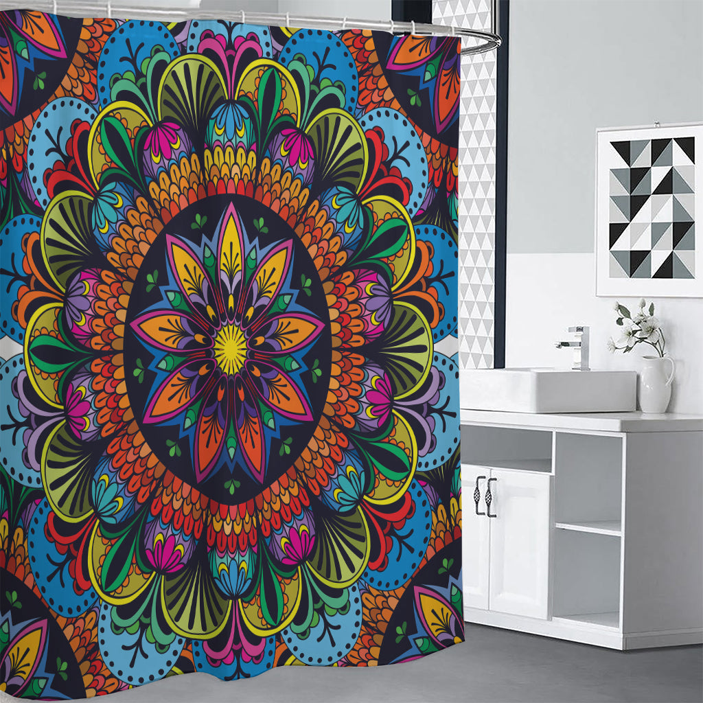 Colorful Mandala Print Shower Curtain