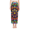 Colorful Mandala Print Side Slit Maxi Skirt