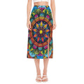 Colorful Mandala Print Side Slit Midi Skirt