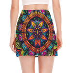 Colorful Mandala Print Side Slit Mini Skirt