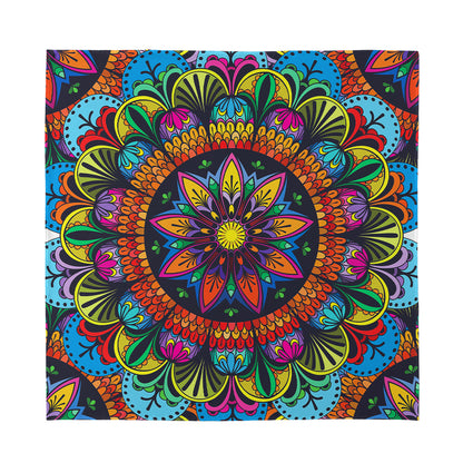 Colorful Mandala Print Silk Bandana