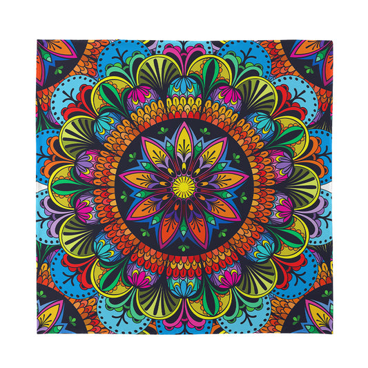Colorful Mandala Print Silk Bandana