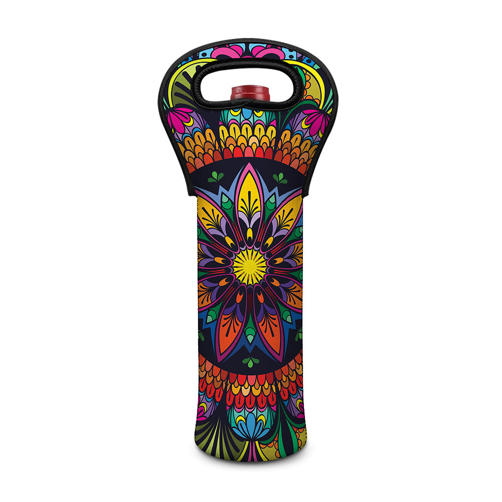 Colorful Mandala Print Single Neoprene Wine Tote