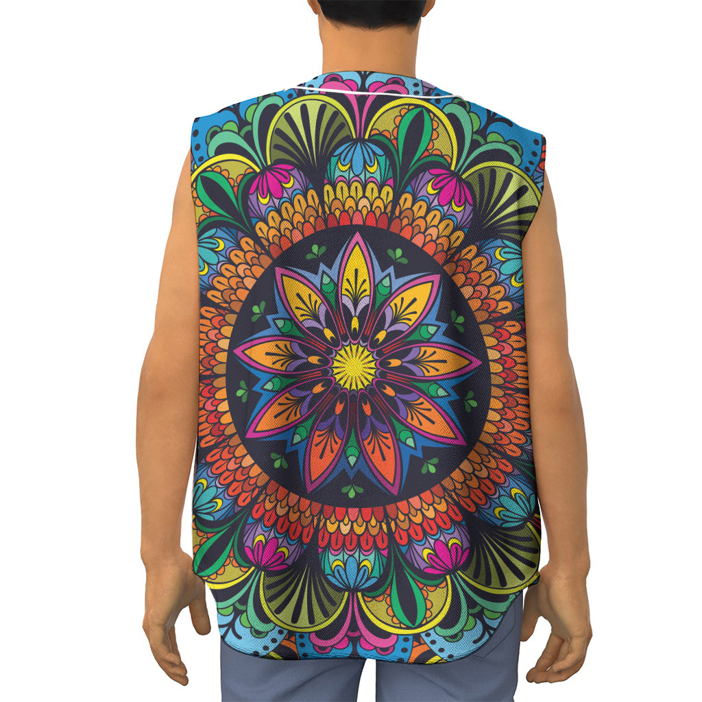 Colorful Mandala Print Sleeveless Baseball Jersey