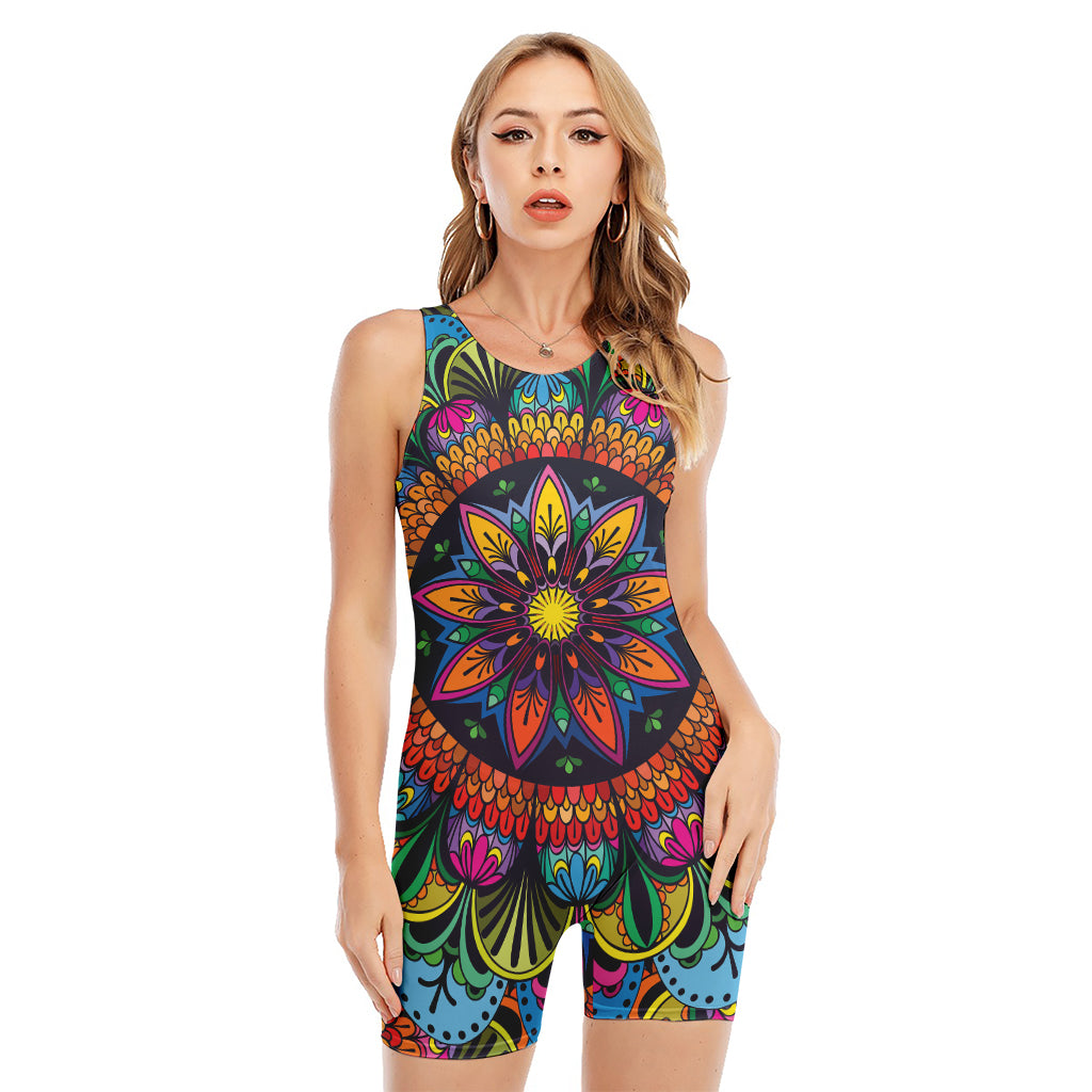 Colorful Mandala Print Sleeveless One Piece Swimsuit