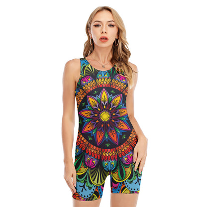 Colorful Mandala Print Sleeveless One Piece Swimsuit