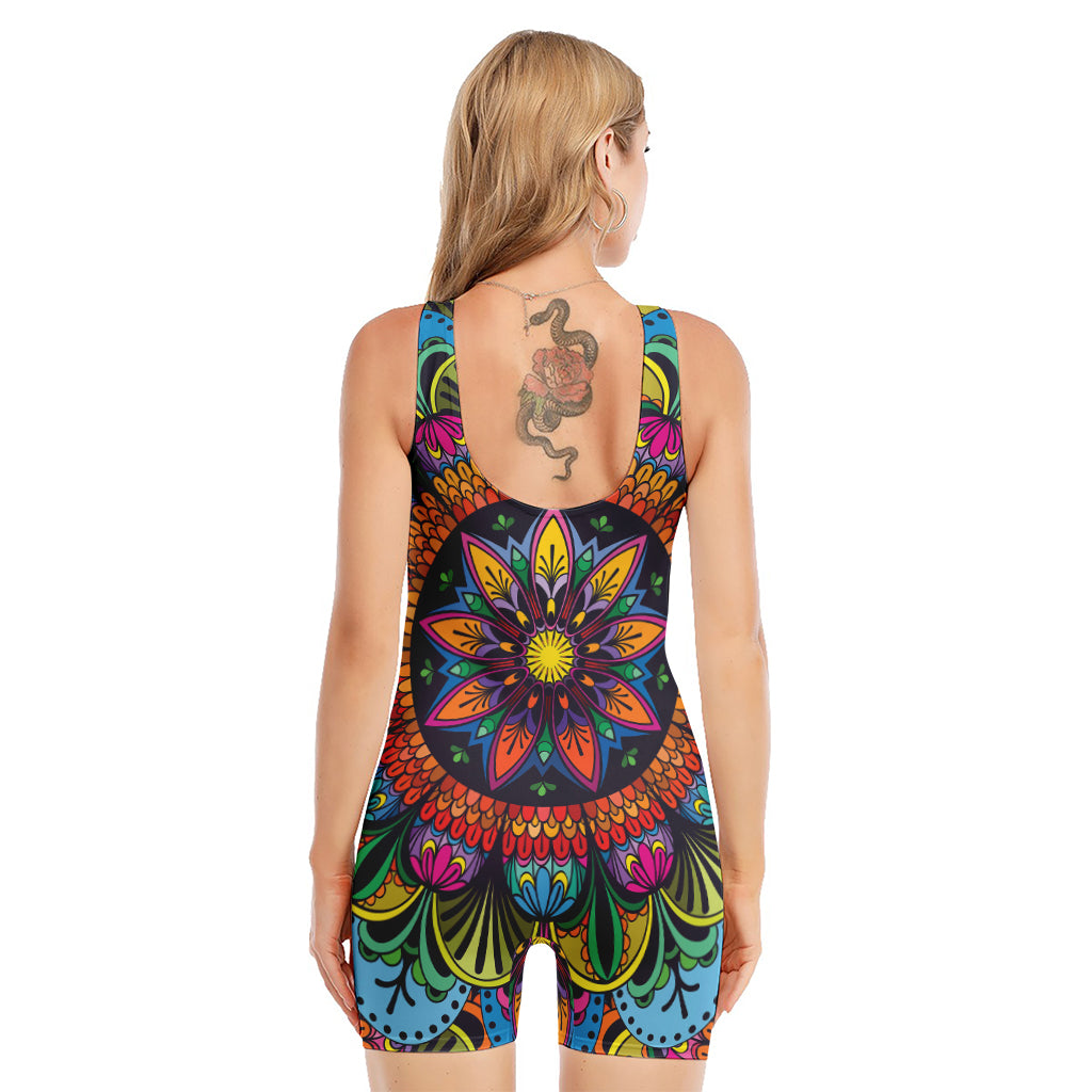 Colorful Mandala Print Sleeveless One Piece Swimsuit