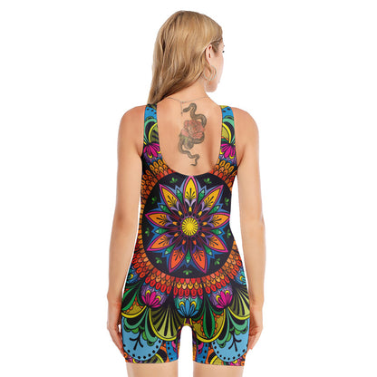 Colorful Mandala Print Sleeveless One Piece Swimsuit