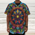 Colorful Mandala Print Textured Short Sleeve Shirt